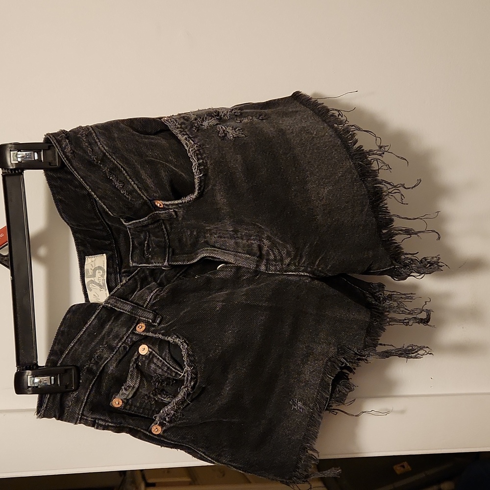 We The Free Black Frayed Jean Shorts